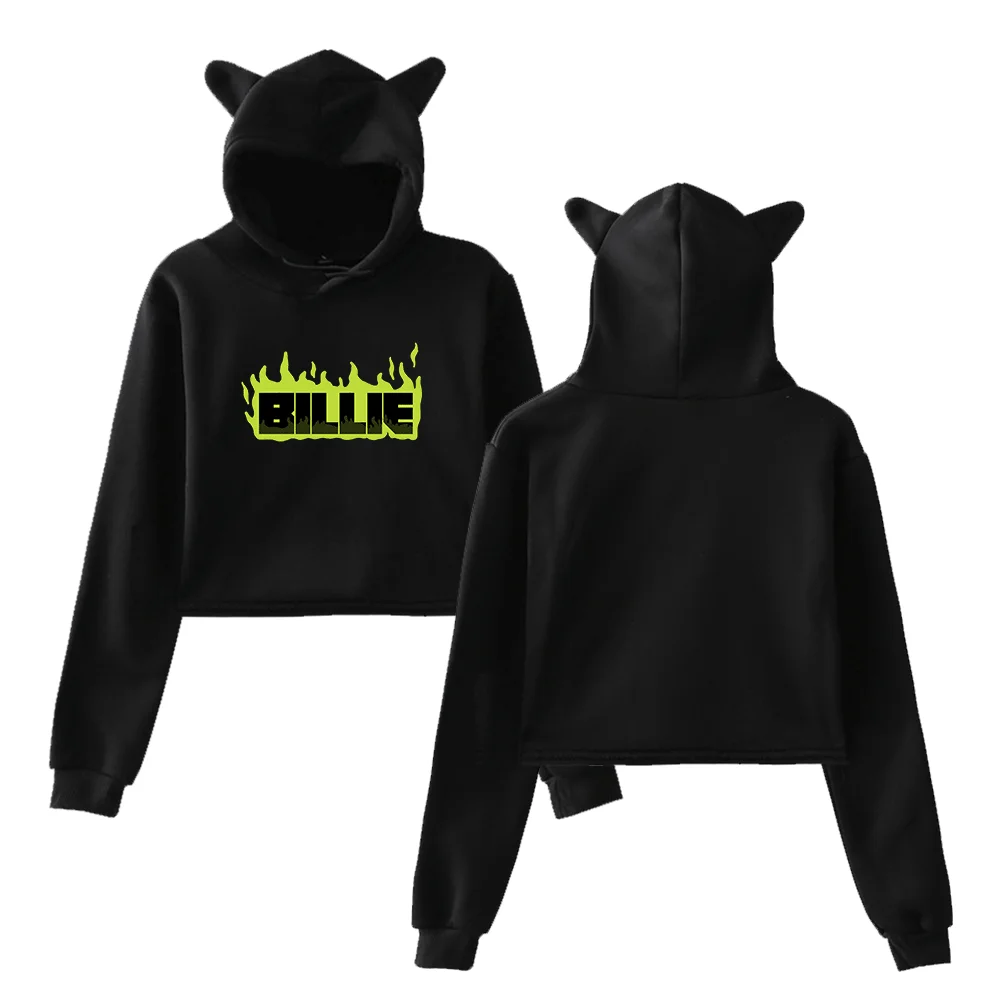 Billie Flame Logo Cropped Hoodie - Image 4