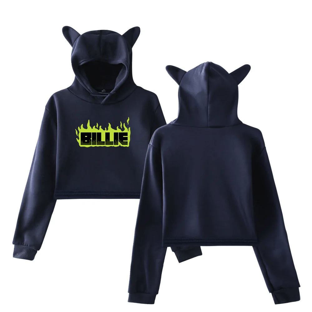 Billie Flame Logo Cropped Hoodie - Image 2