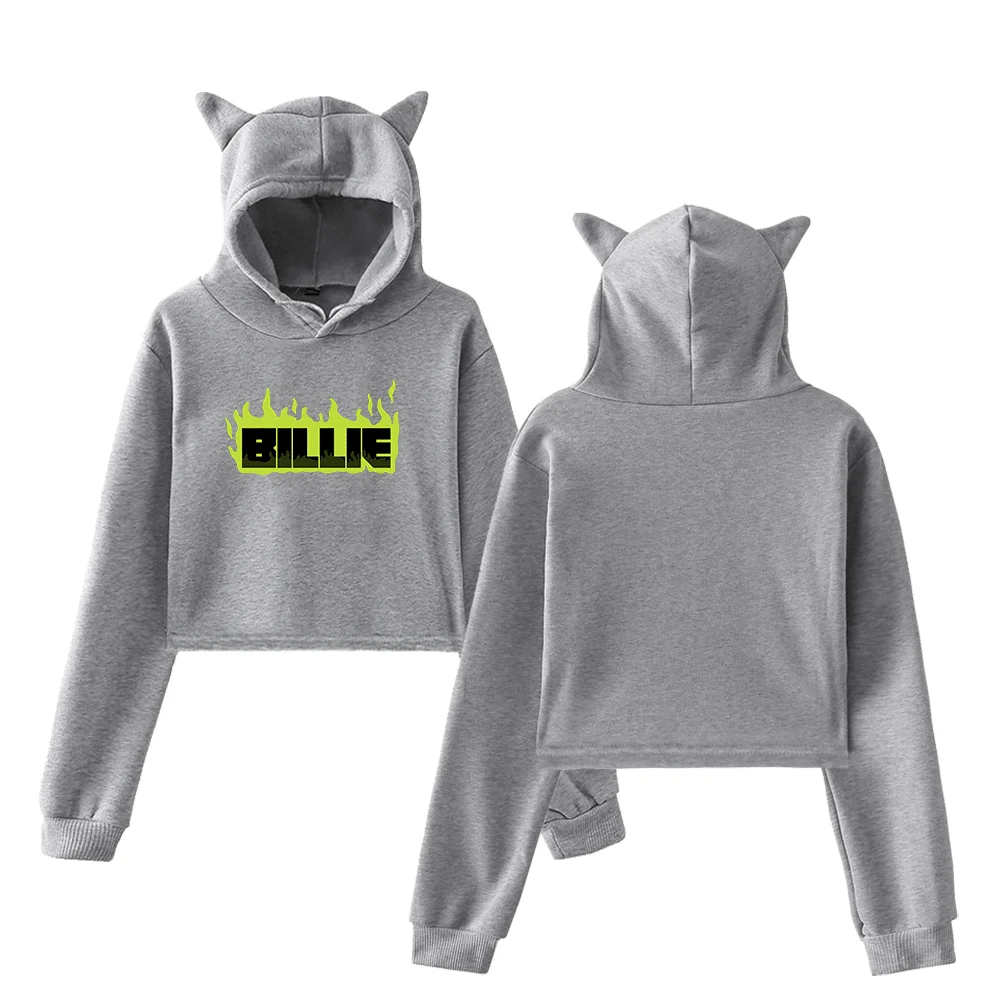 Billie Flame Logo Cropped Hoodie - Image 3