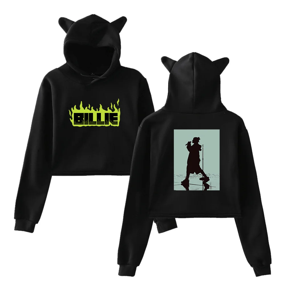 Billie Flame Silhouette Cropped Hoodie - Image 4