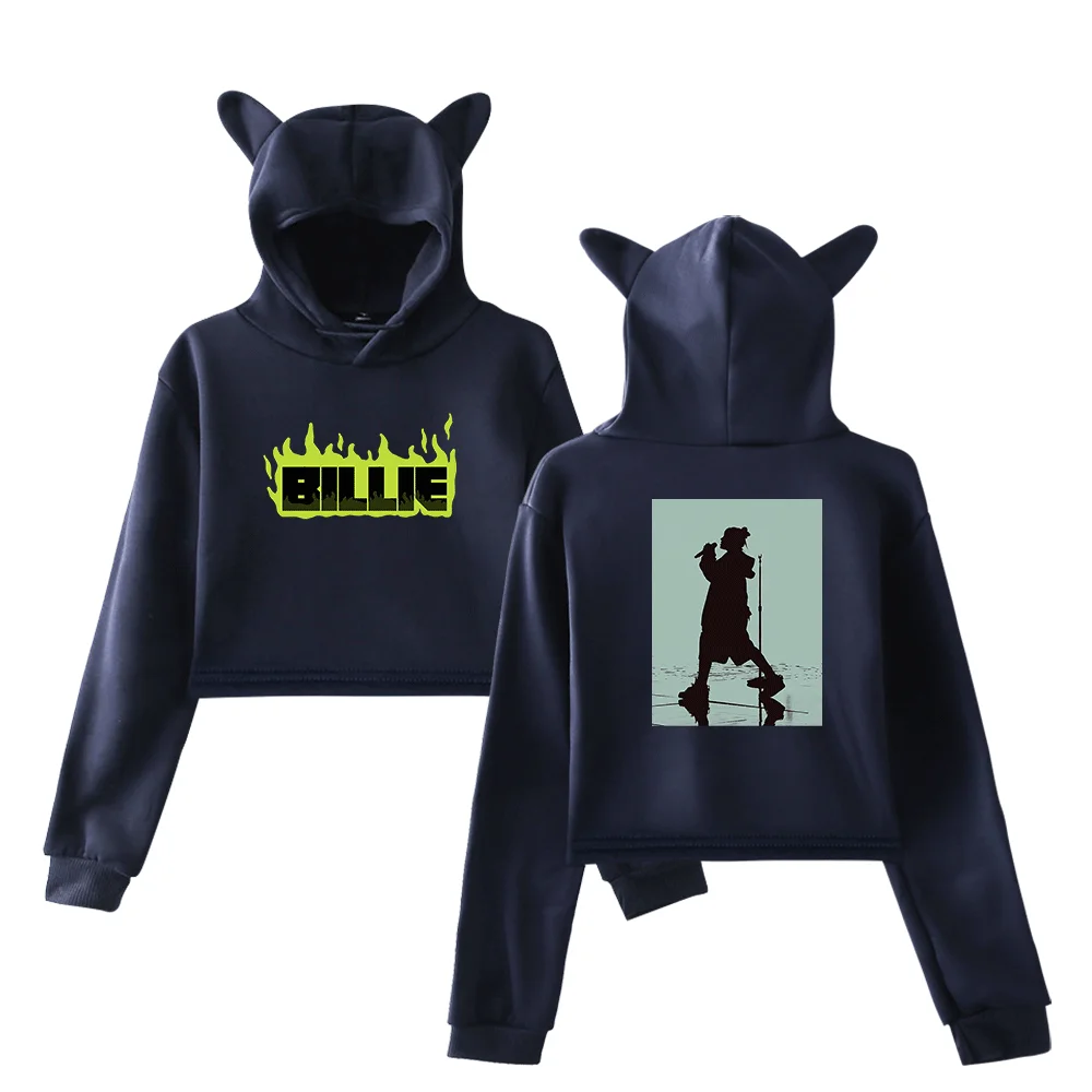 Billie Flame Silhouette Cropped Hoodie - Image 2