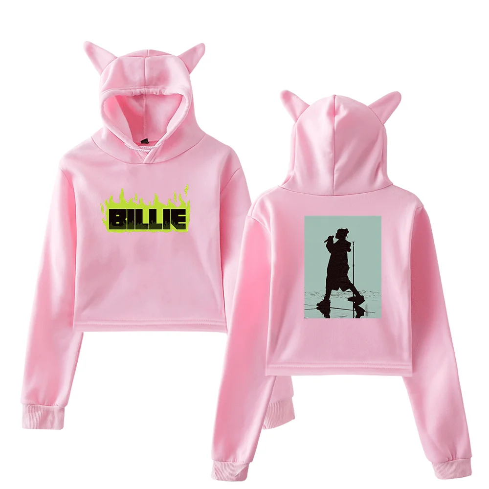 Billie Flame Silhouette Cropped Hoodie - Image 5