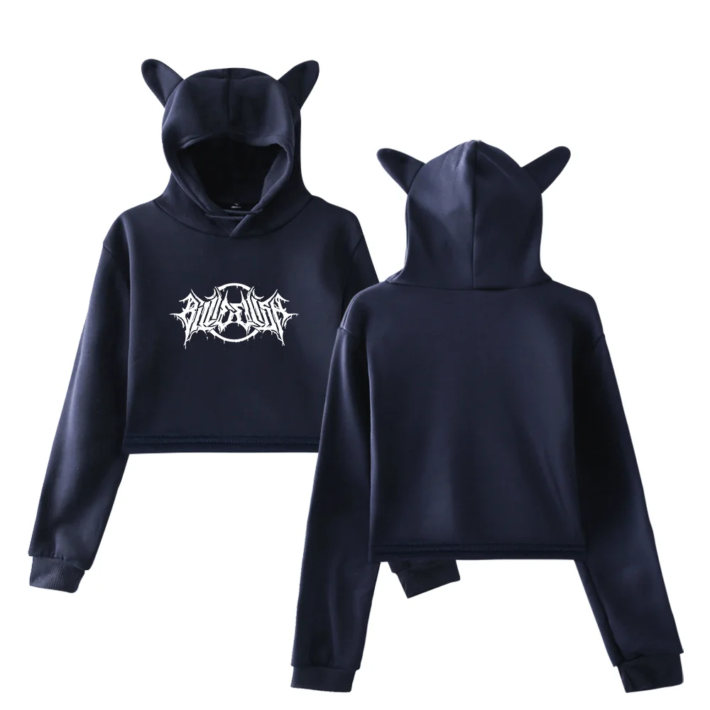 Billie Eilish Gothic Logo Cropped Hoodie
