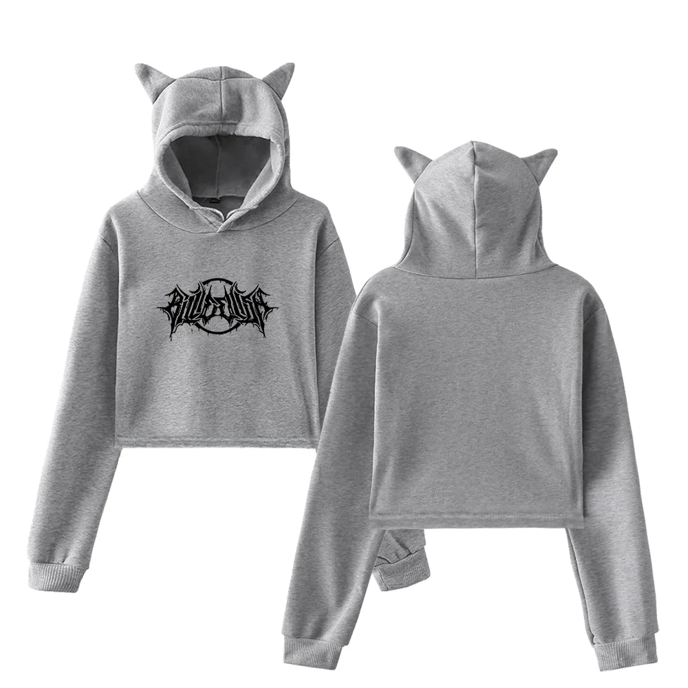Billie Eilish Gothic Logo Cropped Hoodie - Image 2
